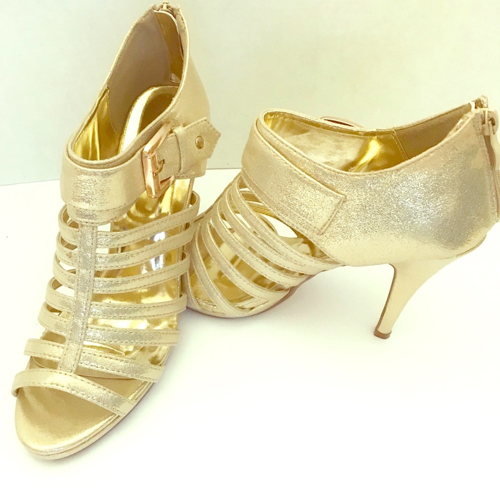 Women’s five inch gold stiletto heel